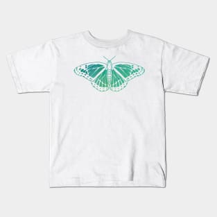 Butterfly Design in Blue and Green Paint Strokes Pattern 2 Kids T-Shirt